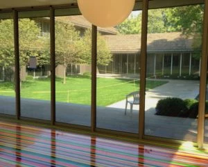 circle chandelier installed